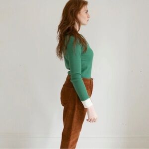 Fin & Vince organic cotton  Green Long Sleeve waffle knit Henley Top